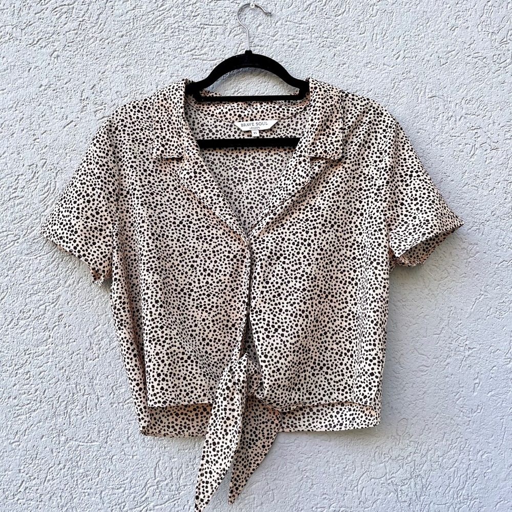 Cheetah Print Top with Tie Detail
